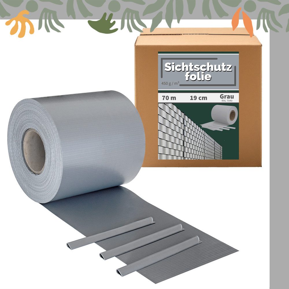 Sichtschutzstreifen Sichtschutz PVC Sichtschutzstreifen für Doppelstabmatten Zaun Grau 70m