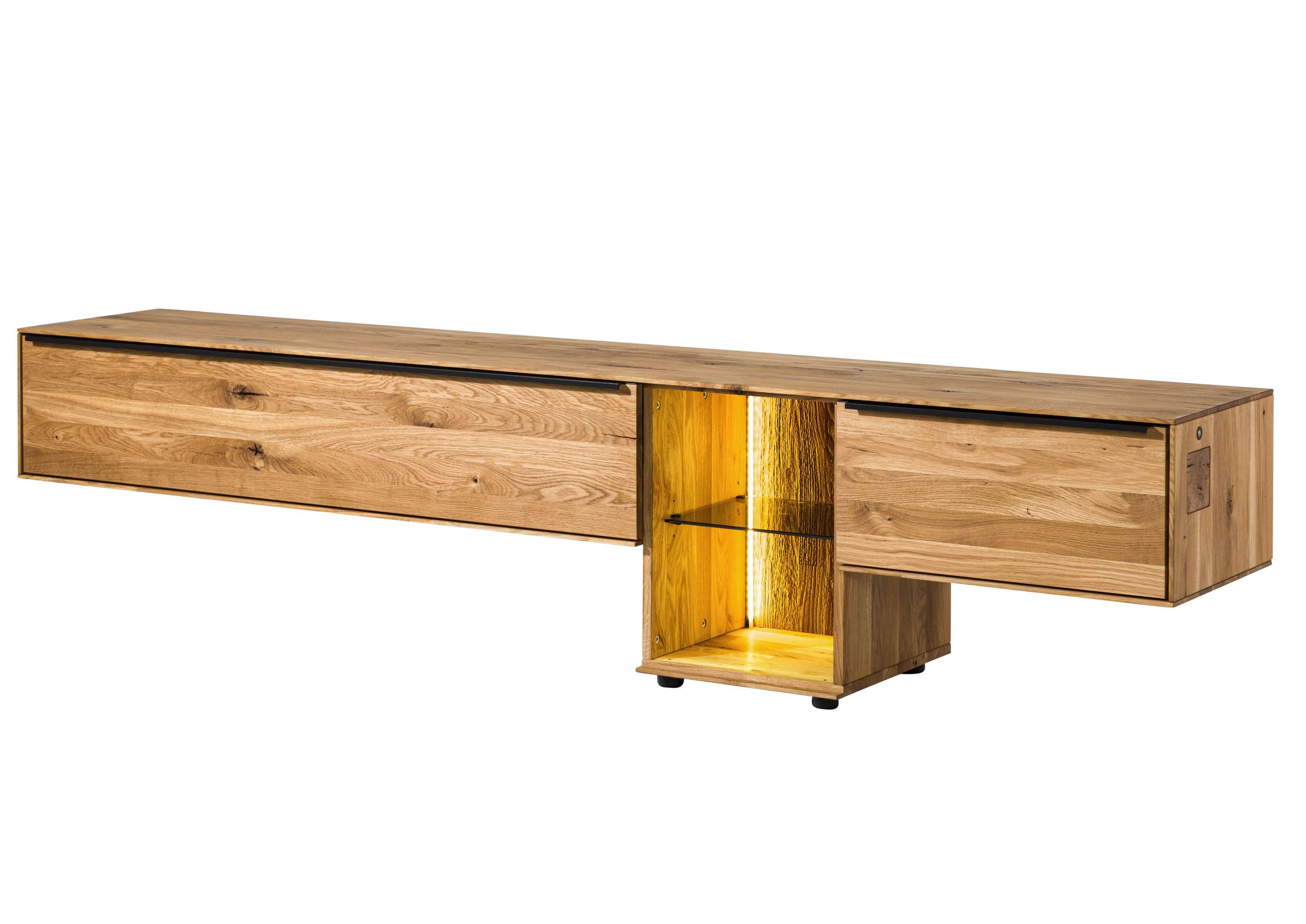 Massivmoebel24 Lowboard (Wildeiche 220x43x55 natur geölt WIEN #209), Wildeiche 220x43x55 natur geölt WIEN #209