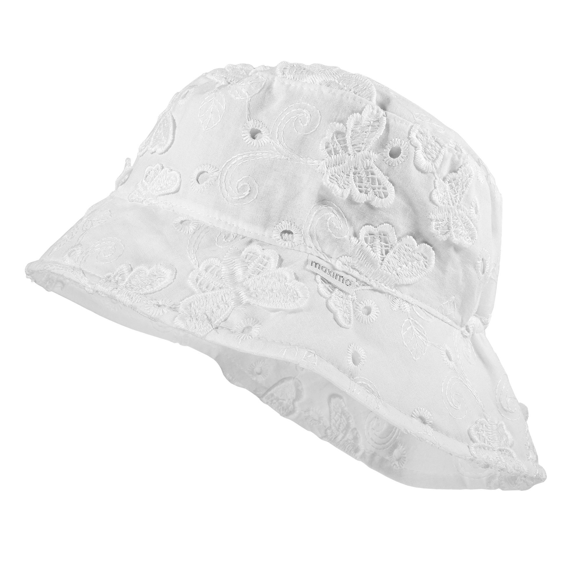 MAXIMO Sonnenhut (1-St) Fischerhut, Weiß, Schmetterlingsmotiv