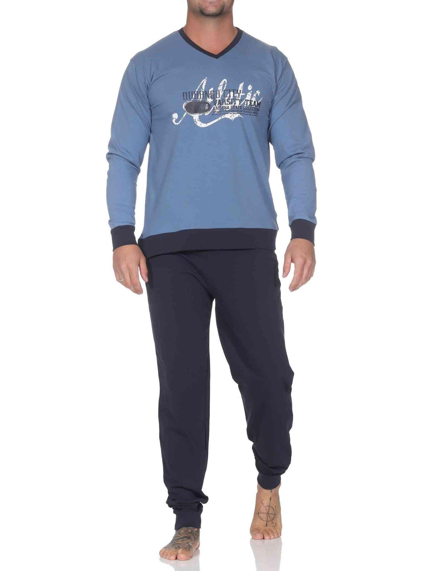 Normann Pyjama Normann Herren langarm Schlafanzug mit Bündchen Pyjama mit F günstig online kaufen