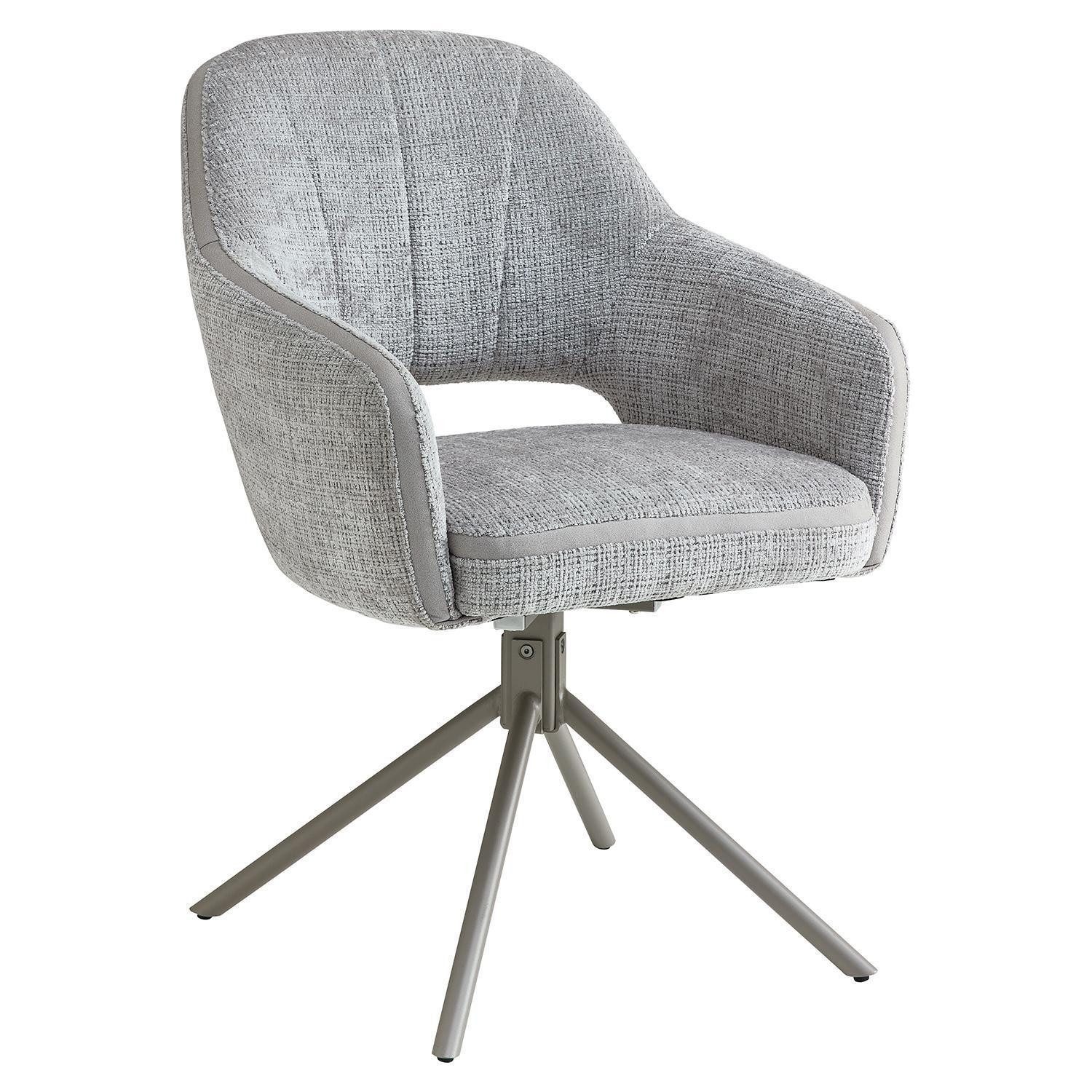 Stolkom Sp.z.o.o. Esszimmerstuhl ELANTRA, Grau, Steingrau, Stoffbezug, Metall, 180 Grad Drehbar, Rückholfunktion, B 61 x H 90 x T 61 cm