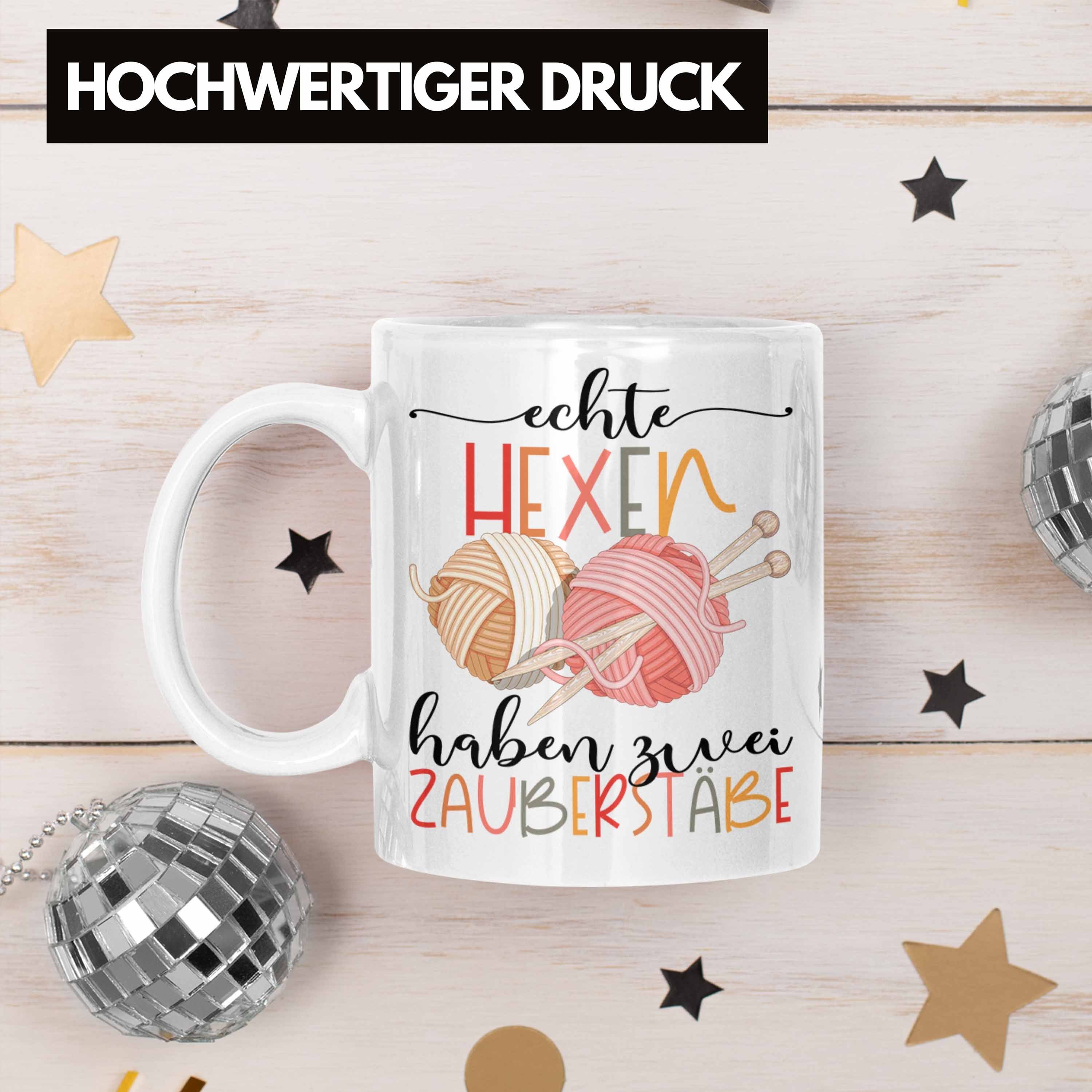 Trendation Tasse Stricken Tasse Geschenk Häckeln Echte Hexen Haben 2 Zauberstäbe Gesche