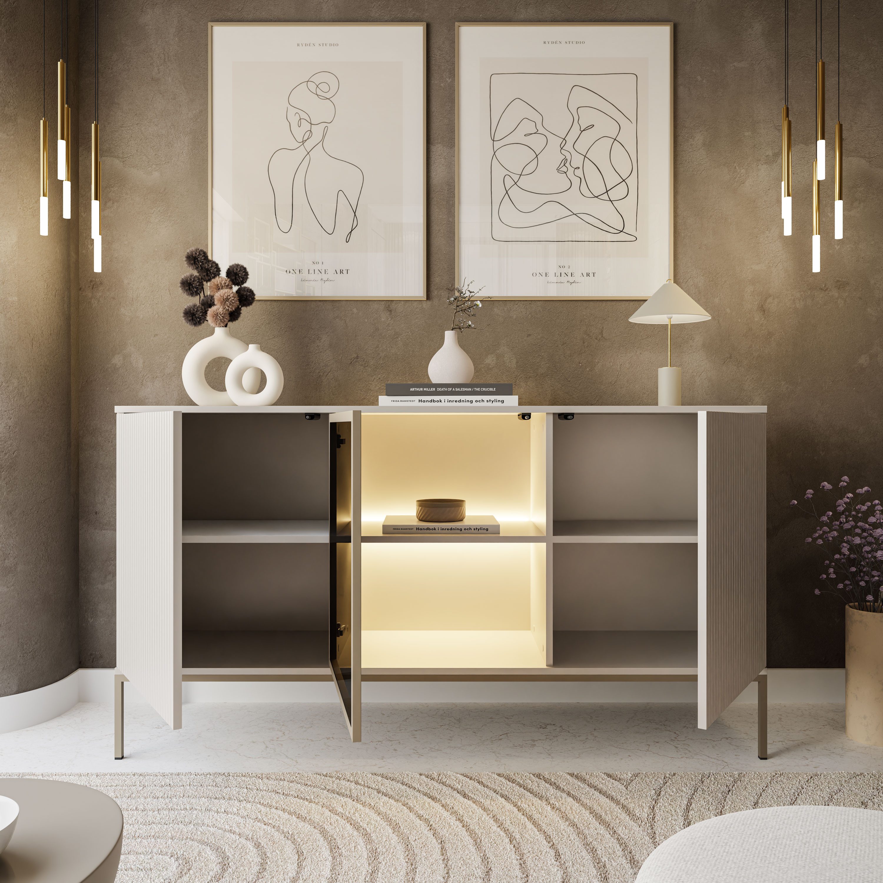Lookway Kommode ECLIPSE K154 Kaschmir mit Beleuchtung