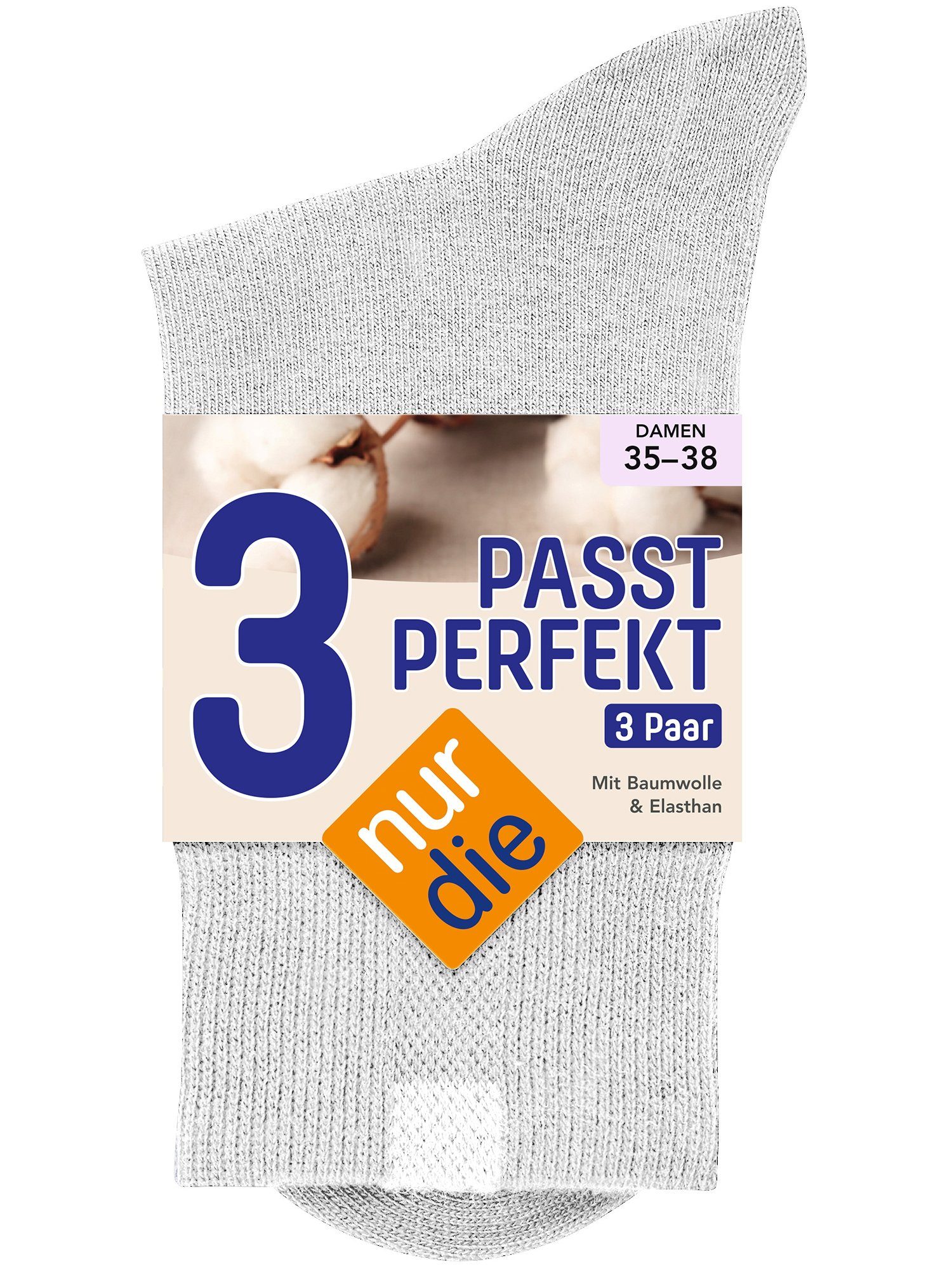 Nur Die Freizeitsocken 3er-Pack Passt weiß Perfekt (3-Paar)