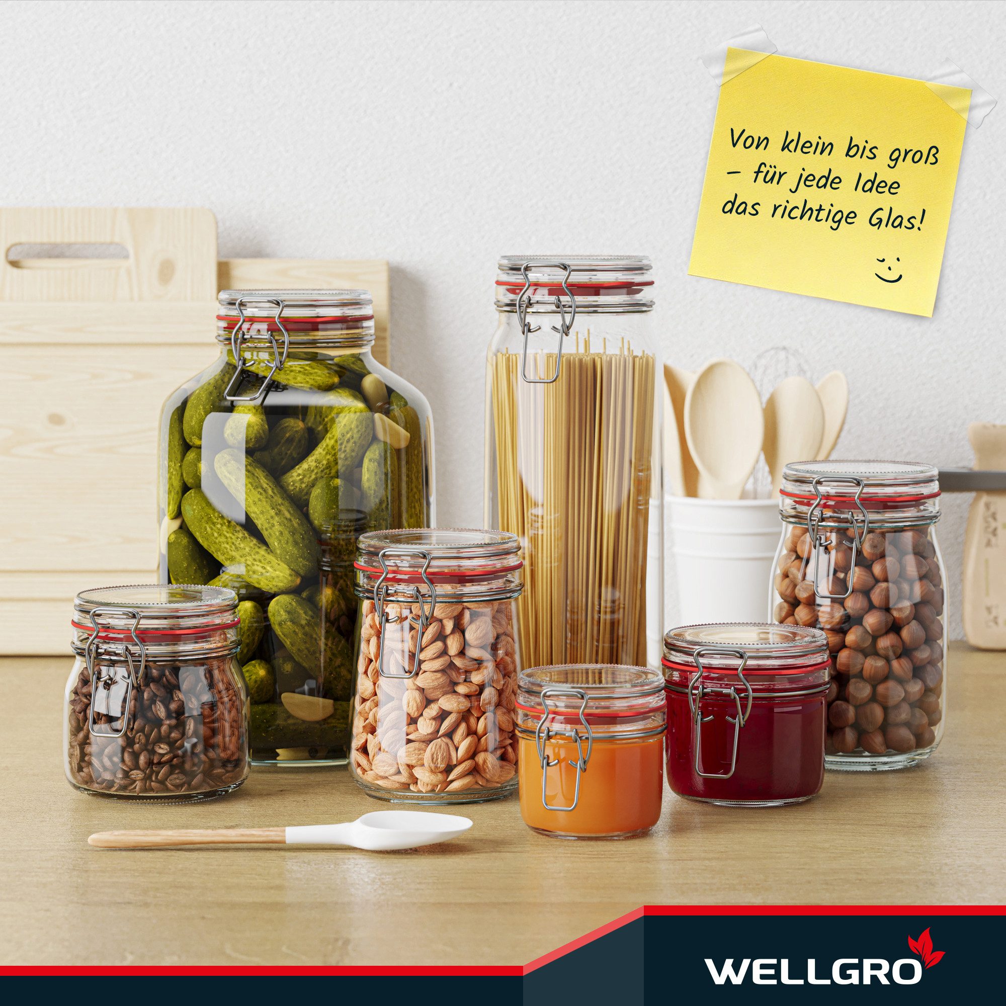 Wellgro Vorratsglas Einmachgläser mit Bügelverschluss rund, Fermentierglas, (3-tlg) – Bild 5 von 5
