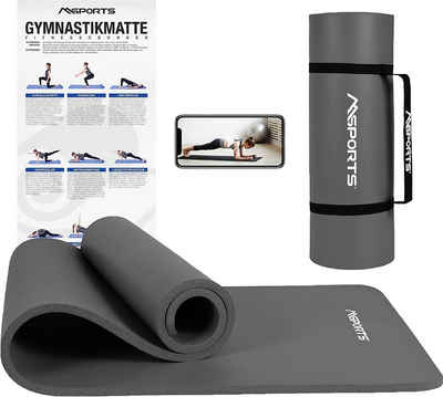 MSports® Gymnastikmatte »Yogamatte rutschfest inkl. Tragegurt + Poster + Workout App«
