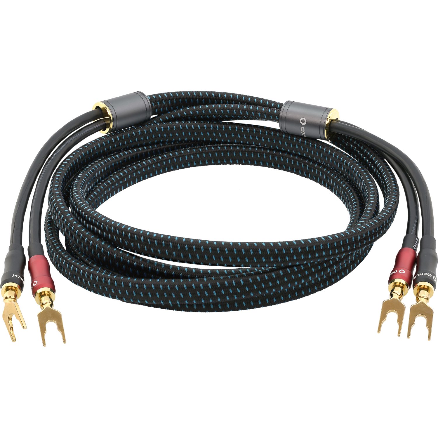 OEHLBACH Transform Dual-Plug Exzellent Lautsprecherkabel Set Banana/Kabelschuh Audio-Kabel, 2 x Bananen Stecker, 2 x Kabelschuh, 2 x Bananen Stecker, 2 x Kabelschuh (200 cm), Hochwertiges Kupfer, Flexibel