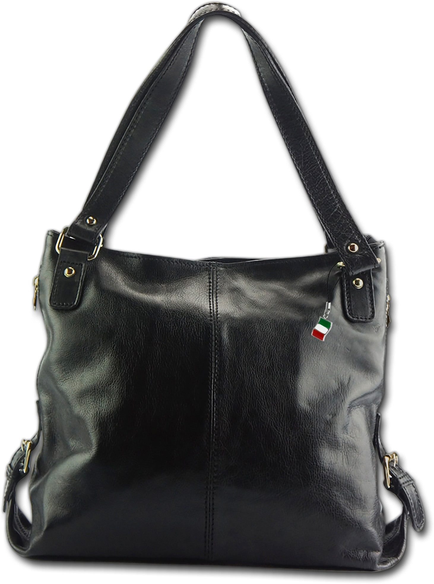 FLORENCE Henkeltasche D2OTF136X Florence Damen Schultertasche Leder (Henkeltasche, Henkeltasche), Damen Tasche Echtleder schwarz, Made-In Italy