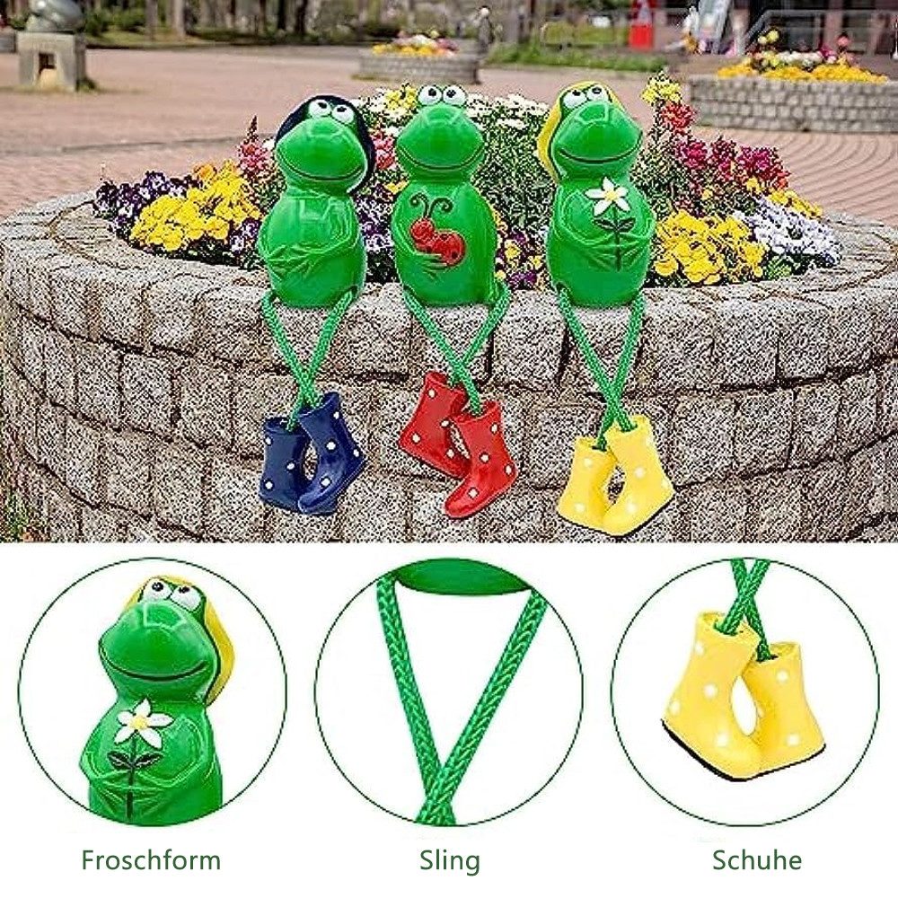 TUWENA Gartenfigur 3 Stück Frosch Tiere Garten Statuen Deko, Deko Garten Frosch Figuren