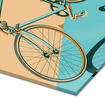 Posterlounge Acrylglasbild Wyatt9, Isometrisches Fahrrad, Wohnzimmer Mid-Century Modern Grafikdesign