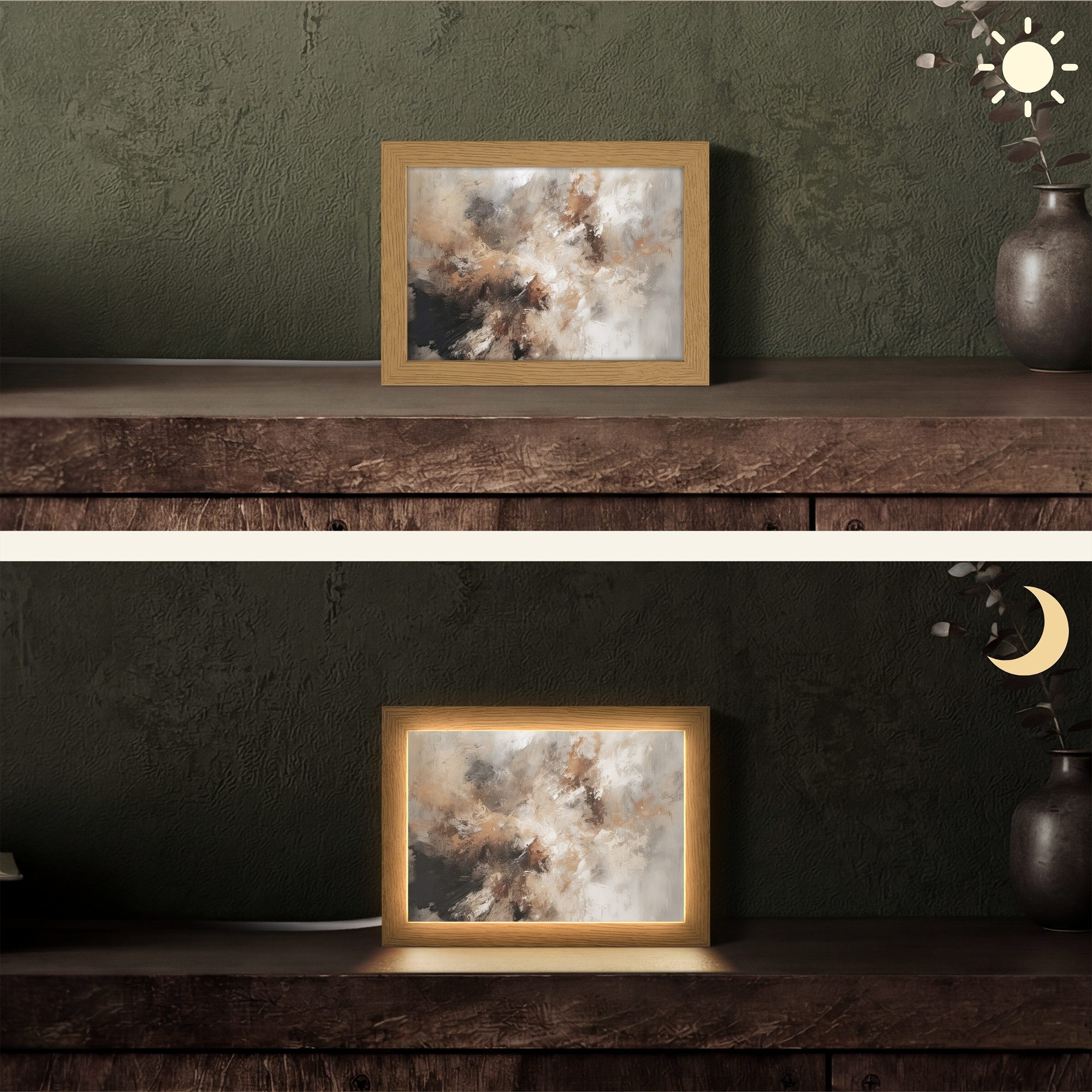 OnlyWow Tischleuchte Farbe - Abstrakt - Beige - Kunst, Dimmbar, Farbwechsel, LED, Warmweiß, Kaltweiß, Neutralweiß Einstellbar, Tischlampe, Schreibtischlampe, Desk, Dimmbar, mit Kabel, LED