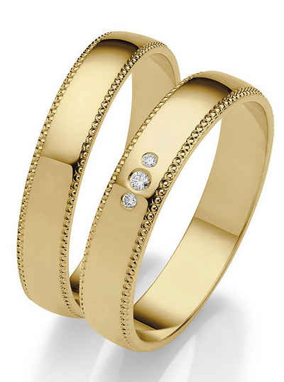 Firetti Trauring Schmuck Geschenk Gold 375 Hochzeit Ehering "LIEBE", Made in Germany, wahlweise mit oder ohne Brillanten