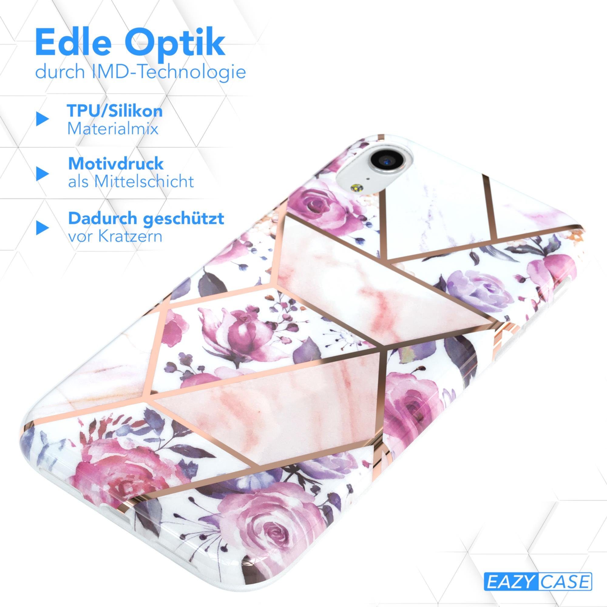 EAZY CASE Handyhülle IMD Motiv Cover für Apple iPhone XR 6,1 Zoll, Silikonhülle stoßfest Silicon Back Cover Motivhülle Tasche Rosé Gold