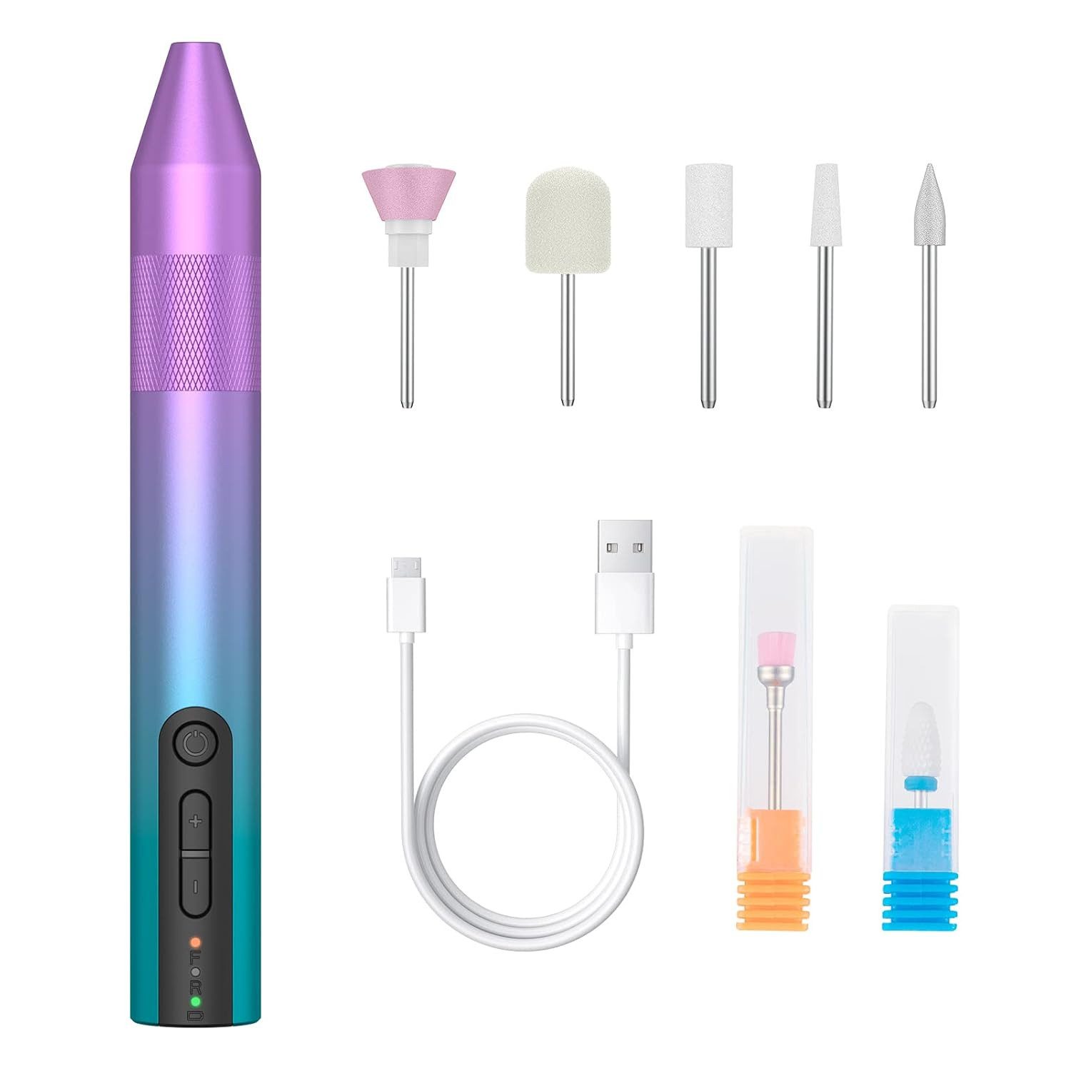 GarveeMore Maniküre-Pediküre-Set, 1-tlg., 5 Nagelfräseraufsätze, 1 Keramikaufsatz, Nagelkunstpinsel, Geräuscharm und vibrationsarm – Bild 2 von 5