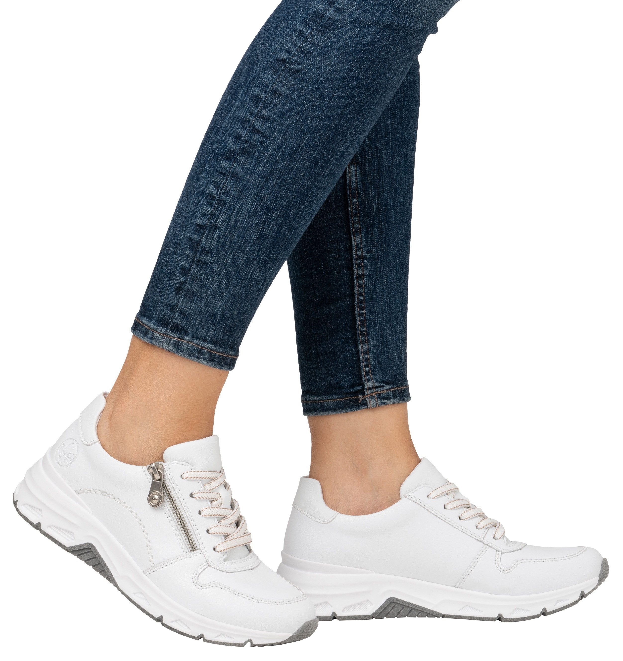Rieker Sneaker mit seitlichem Reißverschluss, Freizeitschuh, Halbschuh, Schnürschuh