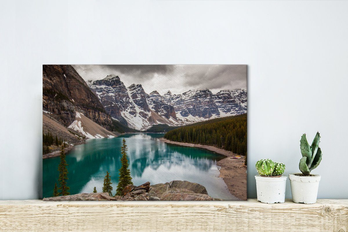 Lake Nordamerika, Leinwandbilder, St), Wandbild Wanddeko, in im OneMillionCanvasses® 30x20 (1 cm Park Banff Aufhängefertig, National Leinwandbild Moraine