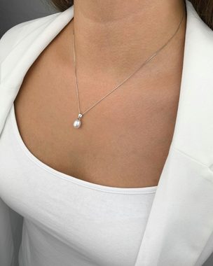 DANIEL CLIFFORD Perlenkette 'Maggie' Damen Halskette Silber 925 mit Perlen-Anhänger (inkl. Verpackung), 45cm Silberkette, haut- und allergiefreundlich