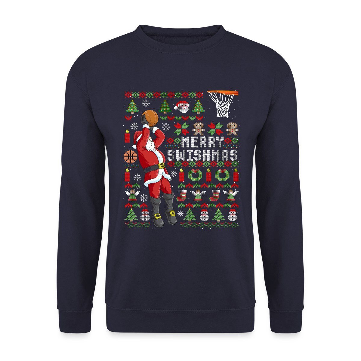 Sweatshirt Merry Swishmas Ugly Christmas Basketball Unisex Pullover