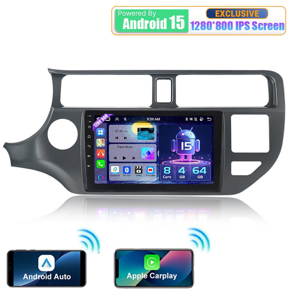 A-Sure 4+64G Android 15 AM GPS Navi Carplay Für Kia RIO 3 III Pride 2012-2014 Autoradio (Digitalradio (DAB), FM, AM, RDS, 1280*800 IPS Screen/8-Core CPU)