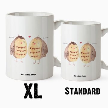 Mr. & Mrs. Panda Tasse Eulen Liebe - Weiß - Geschenk, Wortspiel lustig, Liebesgeschenk, spül, XL Tasse Keramik, Prächtiger Farbdruck