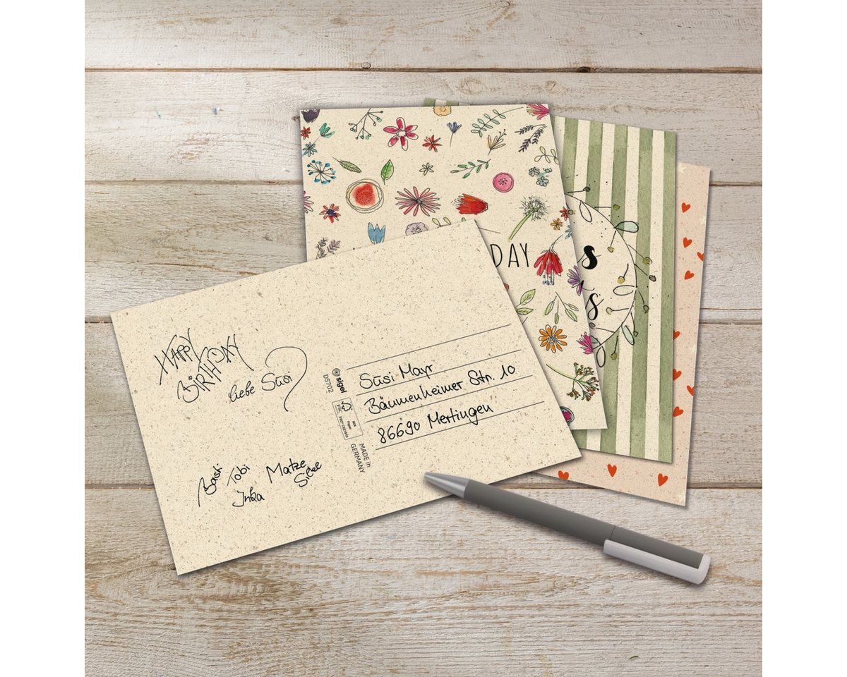 Thumbnail - Sigel Klappkarte Geburtstags-Postkarten-Set A6 240g Happy Grassy Birthday 24 Stück