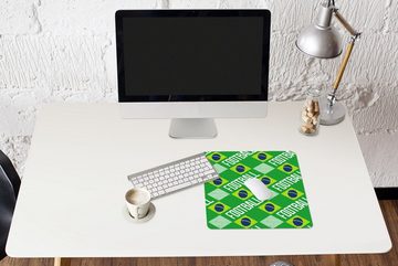 MuchoWow Gaming Mauspad Brasilien - Fußball - Muster (1-St), Mousepad mit Rutschfester Unterseite, Gaming, 40x40 cm, XXL, Großes