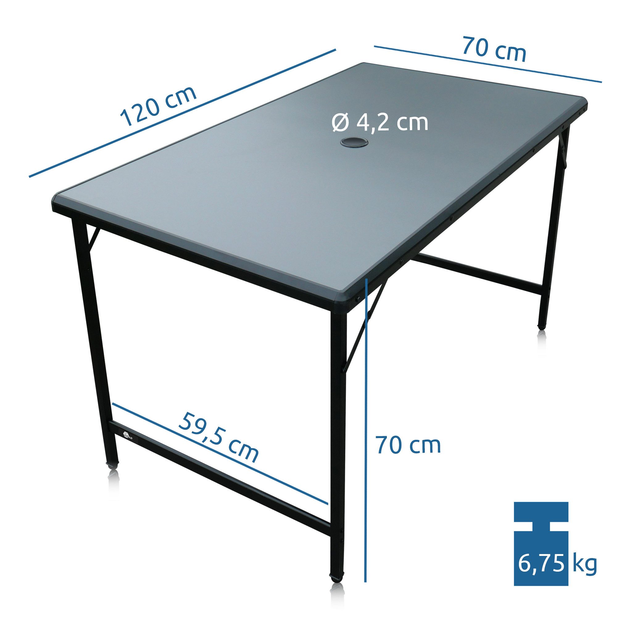 yourGEAR Campingtisch yourGEAR Campingtisch Tivoli XL - Klapptisch 120x70 cm Gartentisch