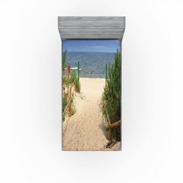 Spannbettlaken Soft Dekorativer Stoff Bettwäsche Rund-um Elastischer Gummizug, Abakuhaus, Strand Pathway Sandy Peaceful Shore