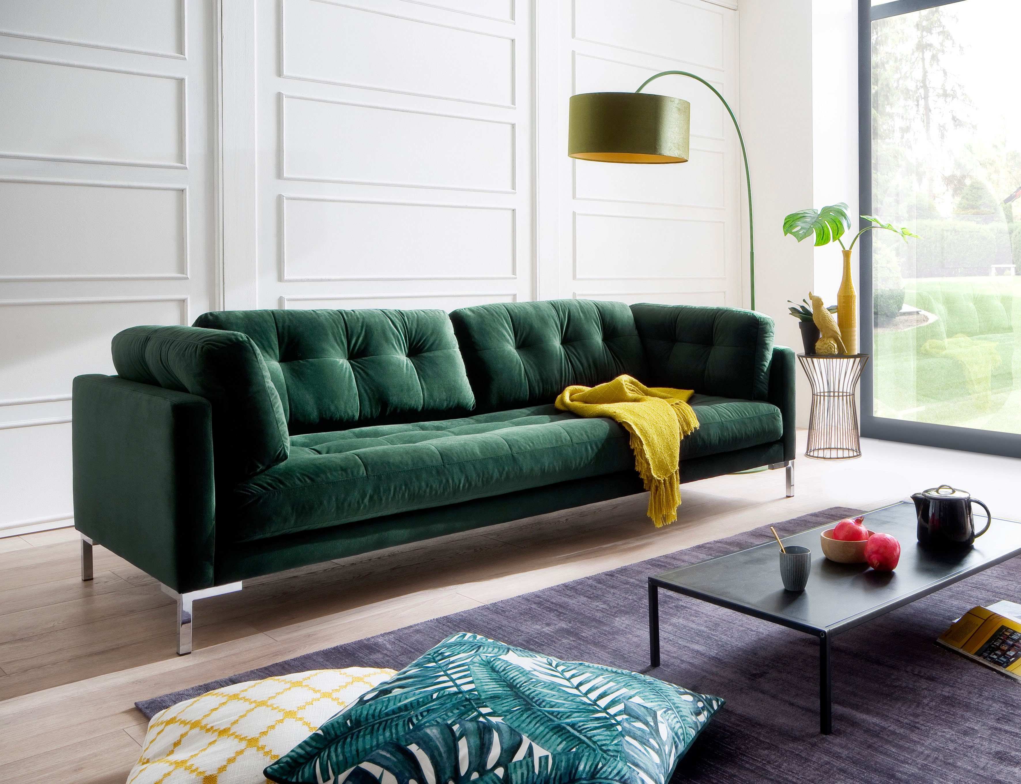 OTTO home 3-Sitzer Landau, in Cord-Stoff mit Metallfuß