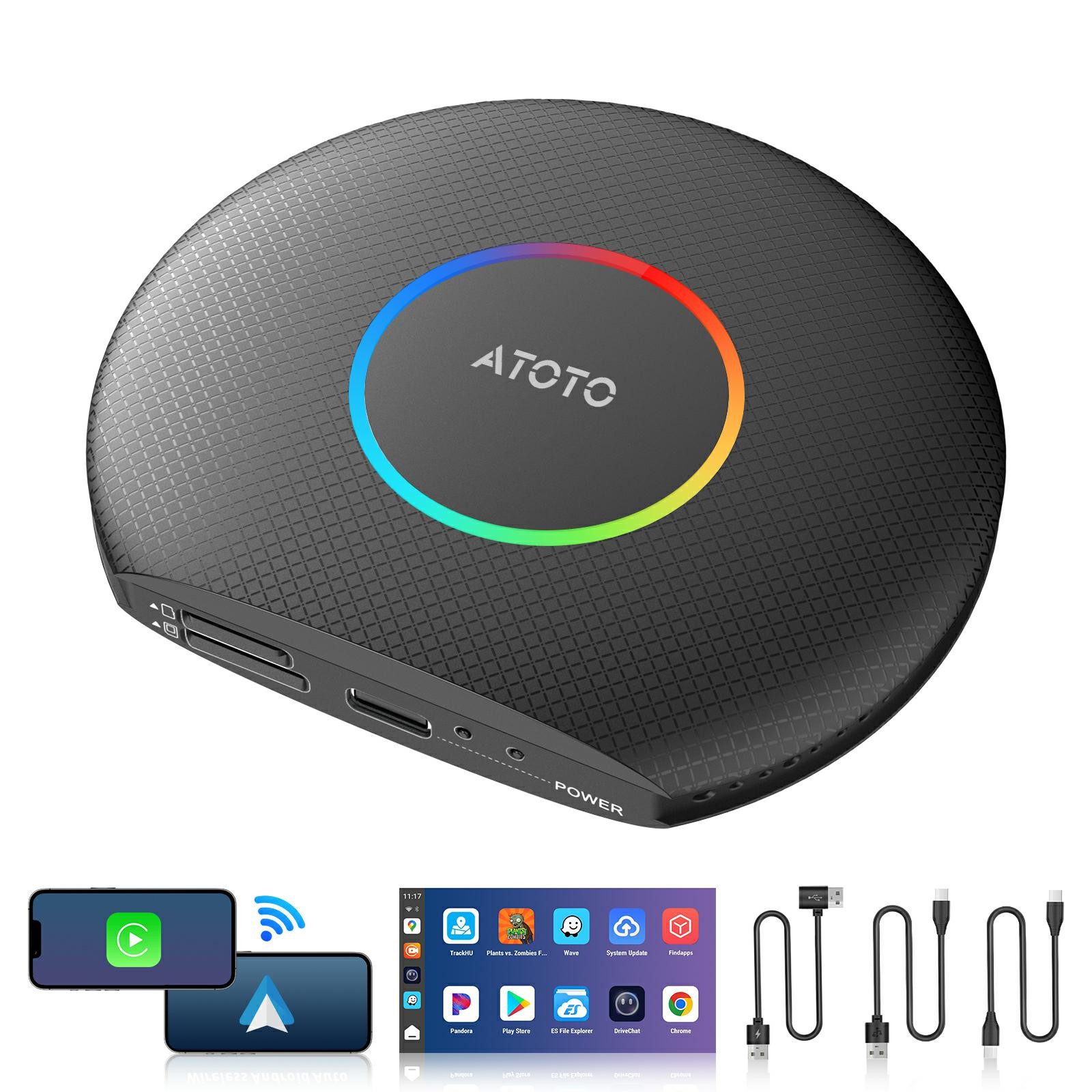 Atoto CB6 AI Box: Android 13, 4G LTE, Streaming & Wireless CarPlay Auto-Adapter, vorinstallierte Software, breite Kompatibilität