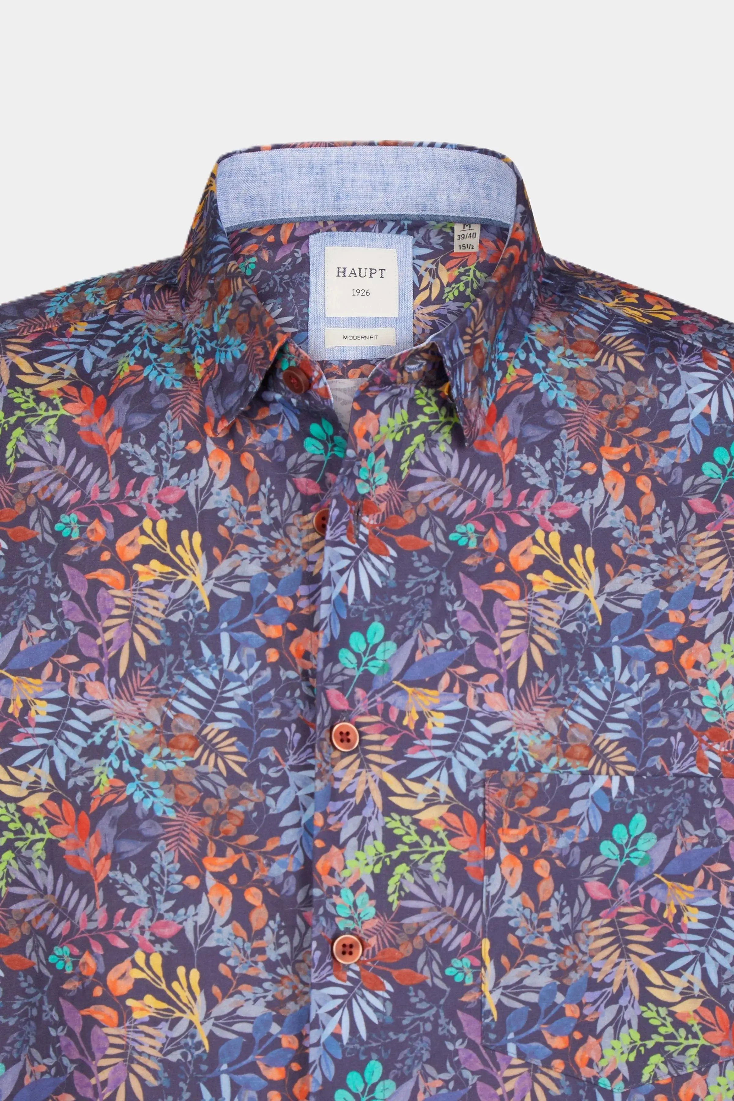 Haupt Langarmhemd Haupt Pflanzen Motive Langarm Baumwoll-Herrenhemd navy print
