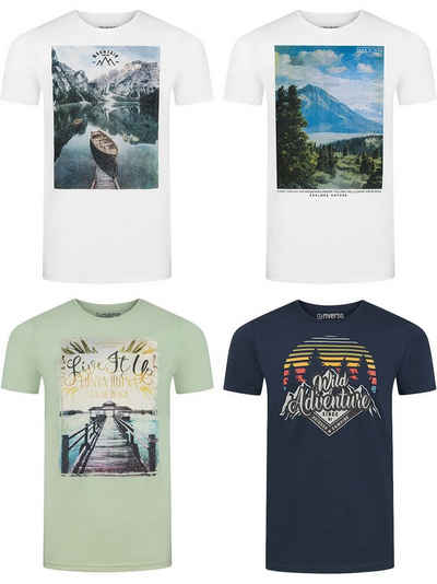 riverso T-Shirt Herren Fotoprintshirt RIVLukas Regular Fit (4-tlg) Kurzarm Tee Shirt mit Rundhalsausschnitt aus 100% Baumwolle