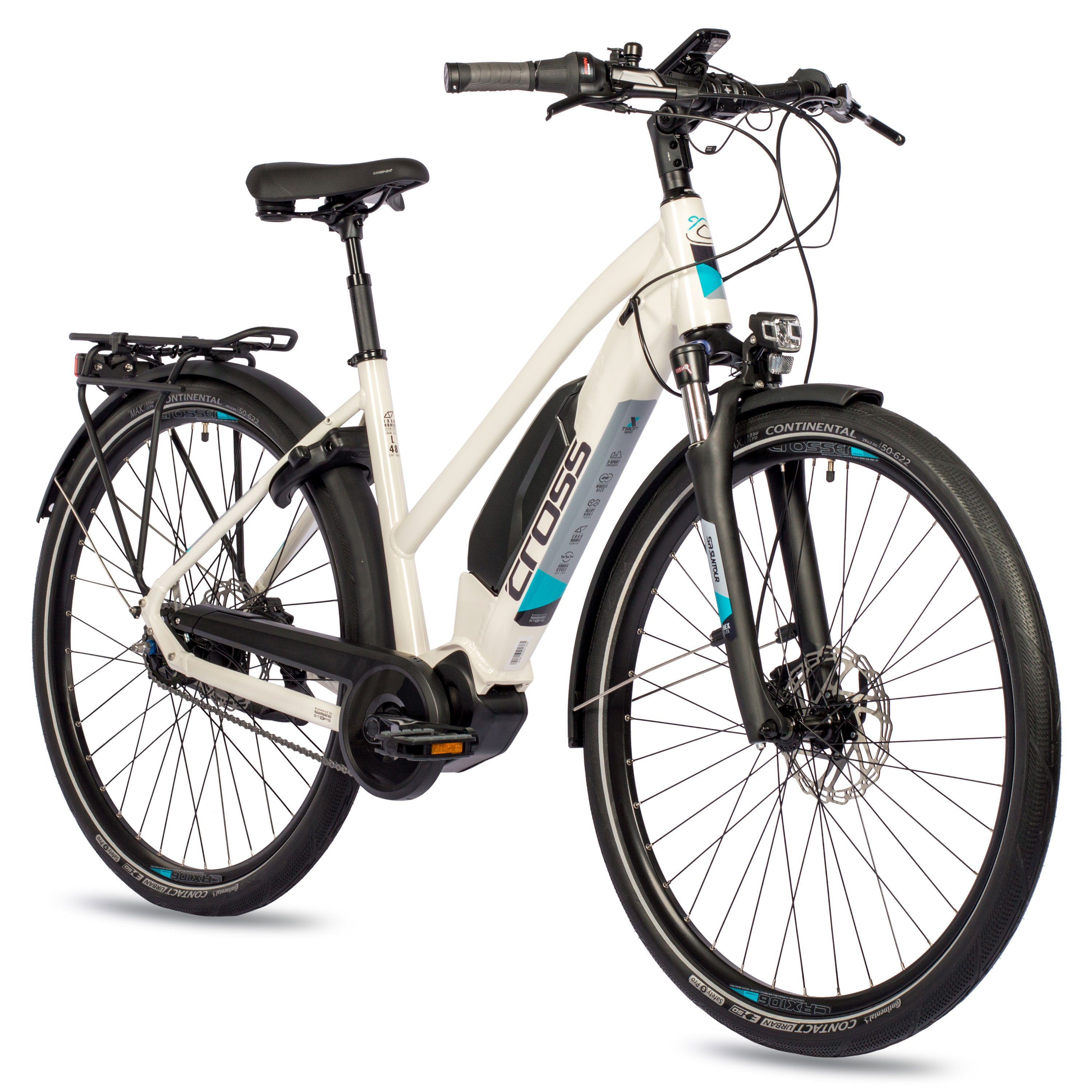 Airtracks E-Bike Cityrad 28 Zoll E-Bike Damen City Fahrrad X-Tron SR2 SHIMANO STеPS E5000 418Wh, 5 Gang, Nabenschaltung, Mittelmotor, 418 Wh, 5 GANG Shimano NEXUS INTER - 48cm 53cm
