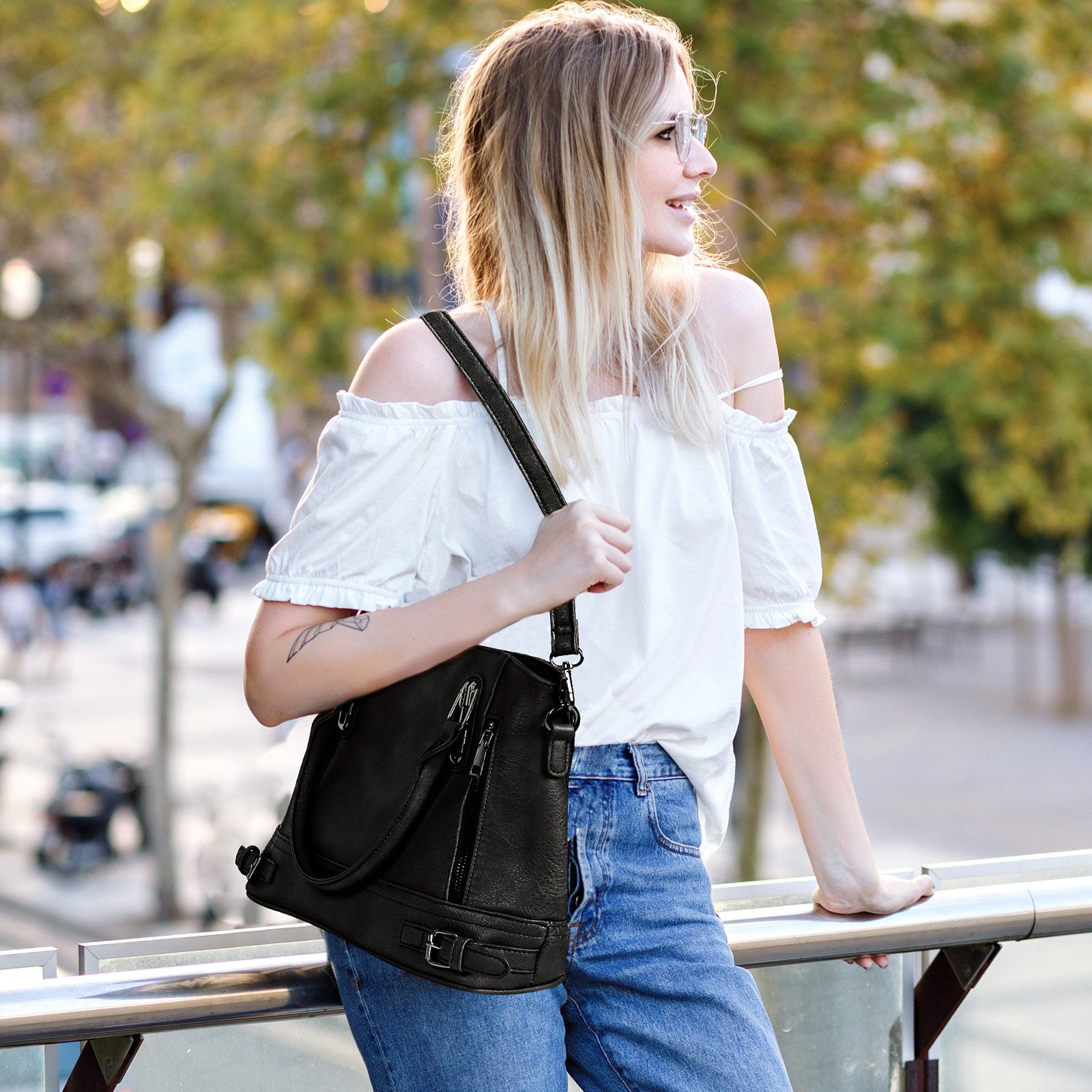 TAN.TOMI Henkeltasche Handtasche Leder Henkeltasche Top Griff Tasche, Vinta günstig online kaufen