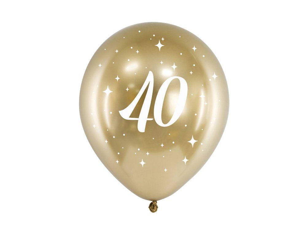 partydeco Latexballon 6 Motivballons - Ø 30cm - Glossy Gold