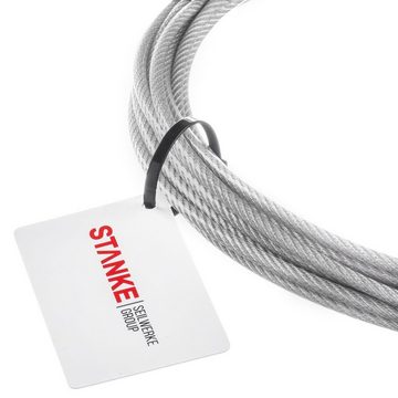 STANKE Stahlseil Drahtseil (mit PVC Ummantelung), Windenseil Seil Draht Stahl Wäscheleine