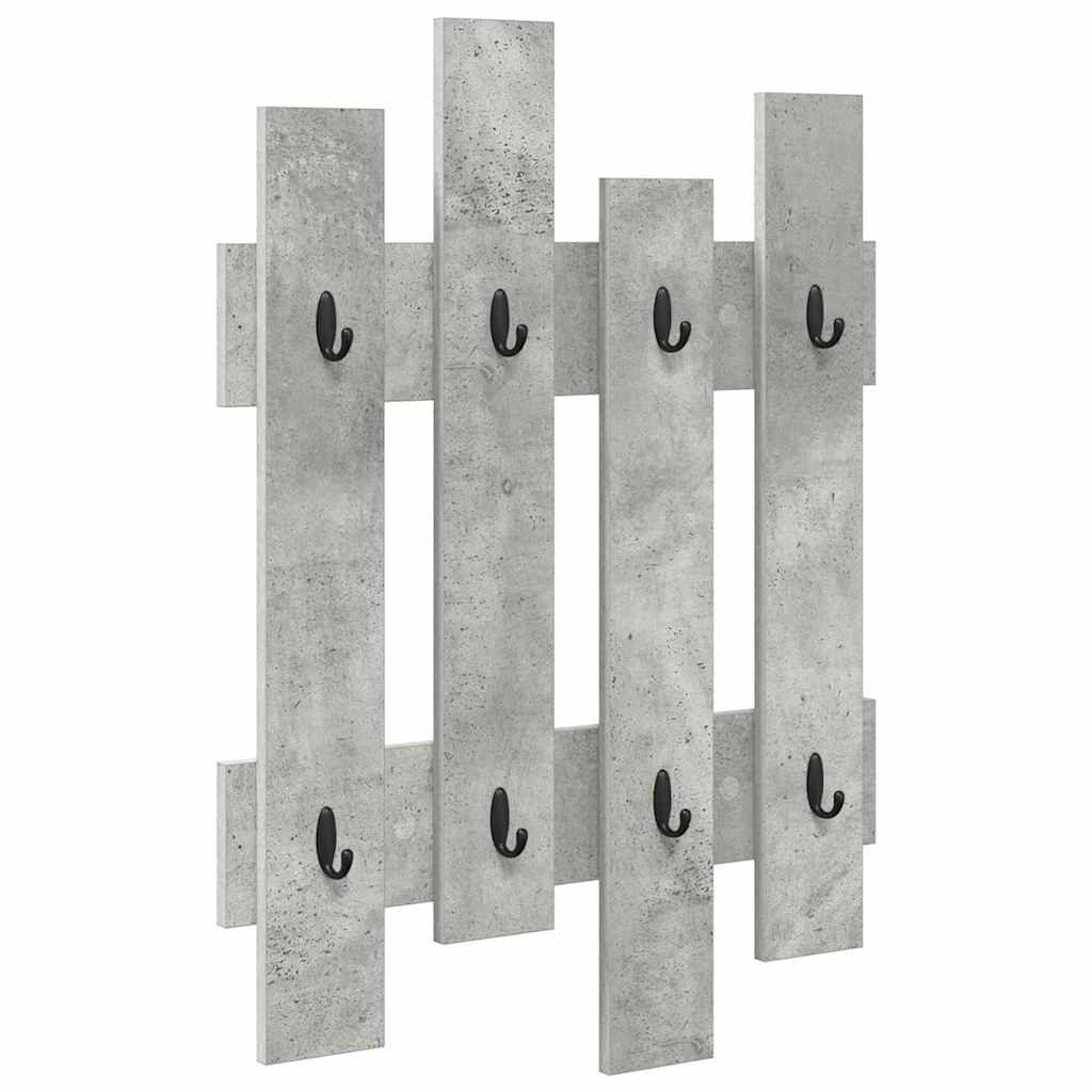 vidaXL Garderoben-Set 60 x 3 x 82 cm Garderobe Wandmontiert Betongrau 60x3x82 cm mit Regalen