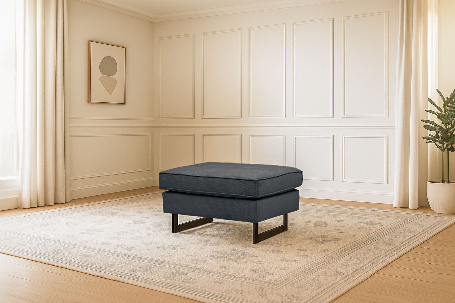 Home affaire Polsterhocker Pinto, mit Keder, Metallfüßen und auch in Cord Bezug erhältlich