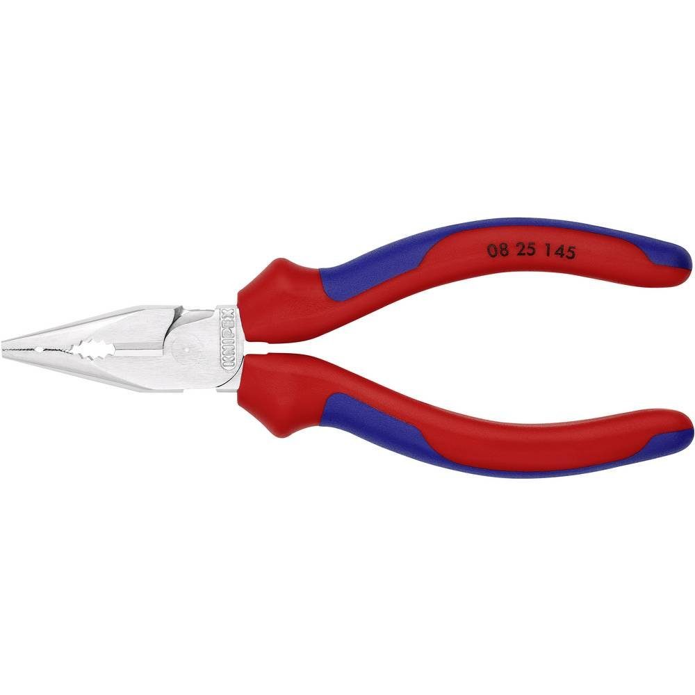 Knipex Kombizange Spitzkombizange verchromt mit Mehrkomponenten-Hüllen 145 mm 08 25 145, mit Facette