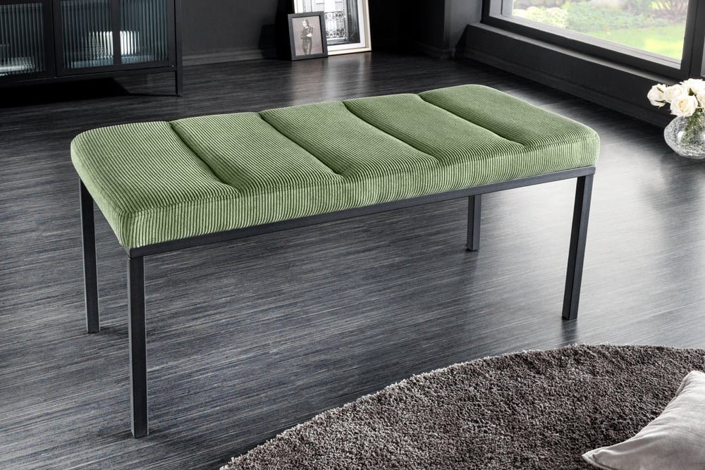 80cm Cord PLANO LebensWohnArt grün Elegante Sitzbank Sitzbank