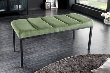 LebensWohnArt Sitzbank Elegante Sitzbank PLANO 80cm grün Cord