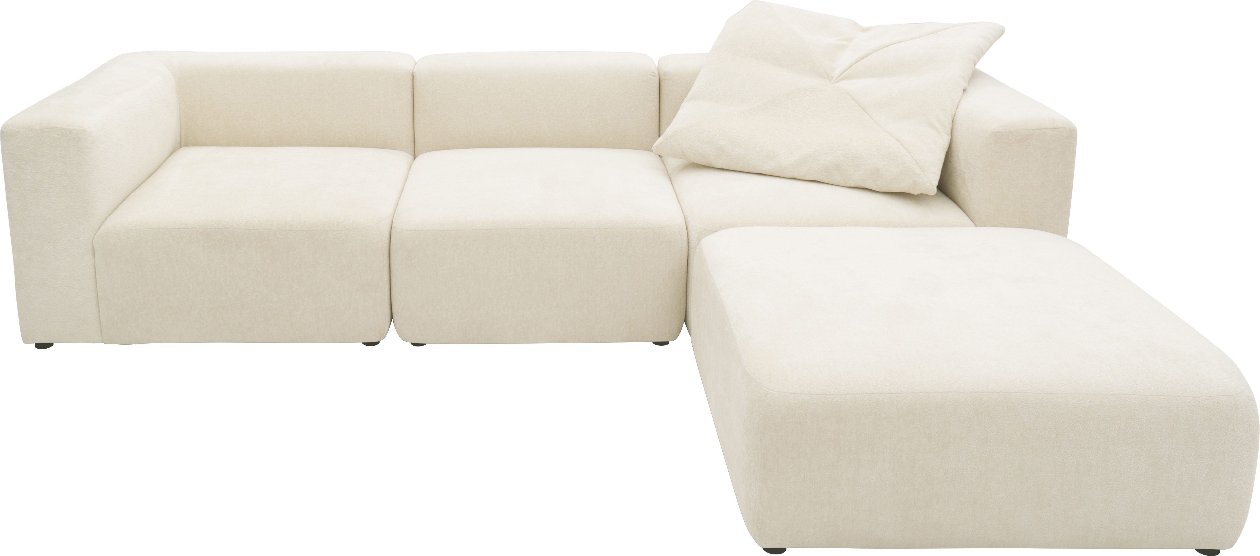 Home affaire 3-Sitzer Utvik kann individuell zusammengestellt werden, Modulsofa, bestehend aus 2 Eck-, 1 Mittelelement und 1 Hocker