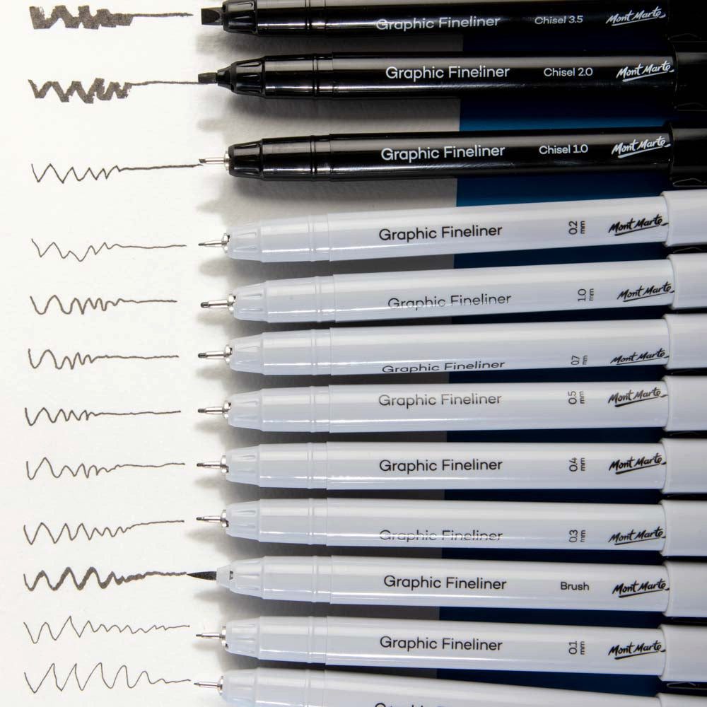 Mont Marte Malstift - PREMIUM Malstifte Set, 12 Zeichenstifte mit verschiedenen Spitzen, (12-tlg), - Ideal für Kalligraphie, Grafikdesign, Skizzen und Handlettering