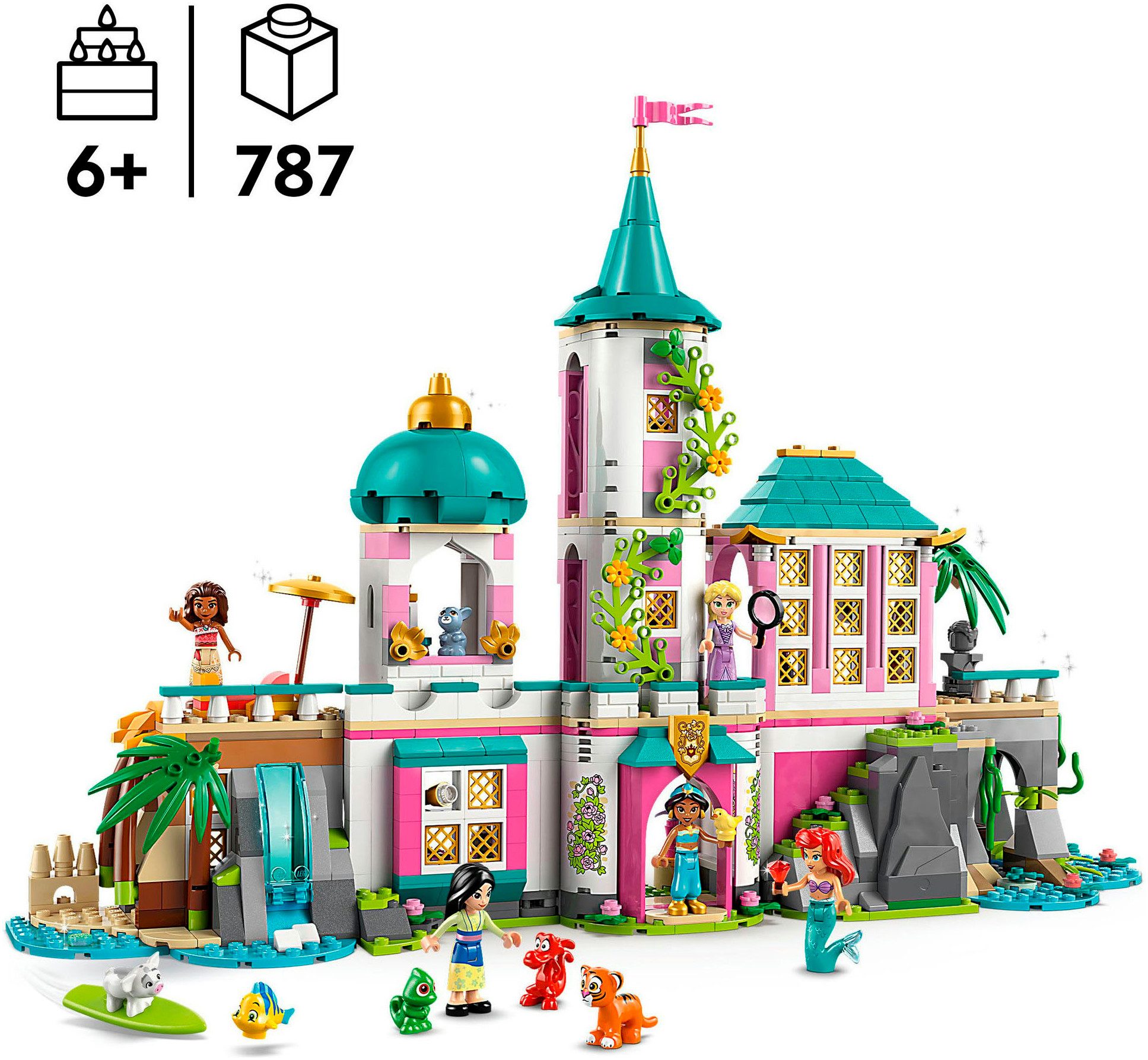 LEGO® Prinzessinnenschloss mit Haustieren (43267), LEGO Disney Princess Konstruktionsspielsteine, (787 St), Made in Europe