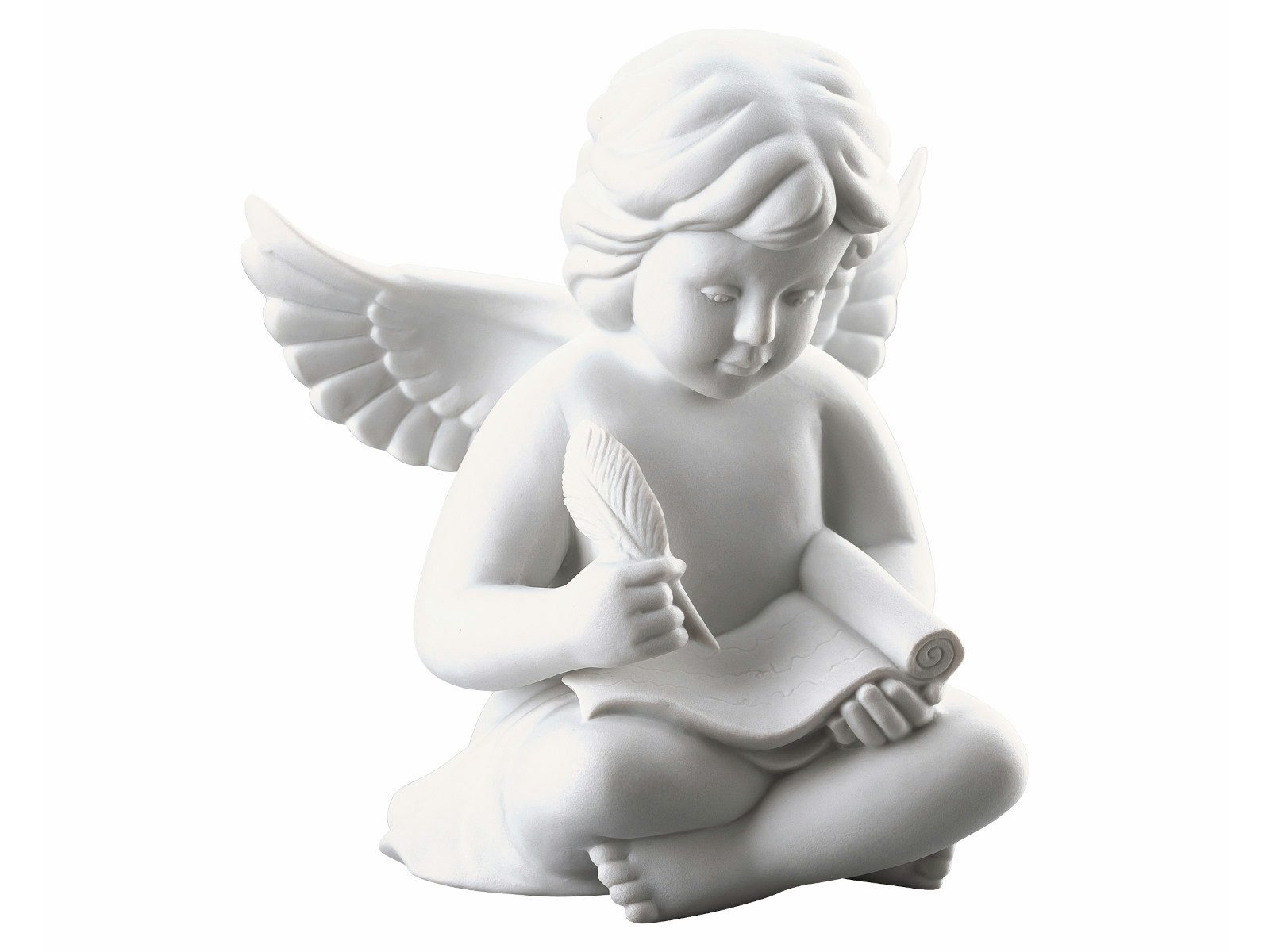Rosenthal Dekofigur Engel gross weiss matt mit Schriftrolle 14cm, Figuren