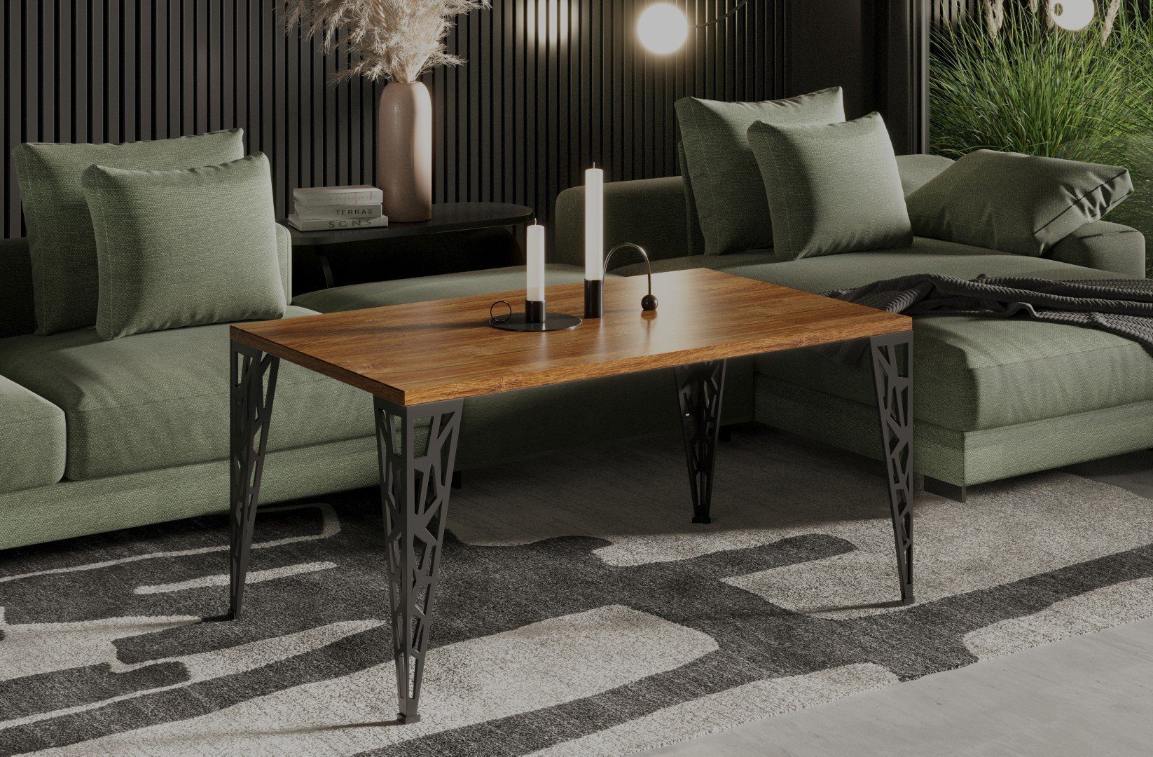 Endo-Moebel Couchtisch Monza 100/60/51 cm Wohnzimmertisch 4-Fuß-Gestell