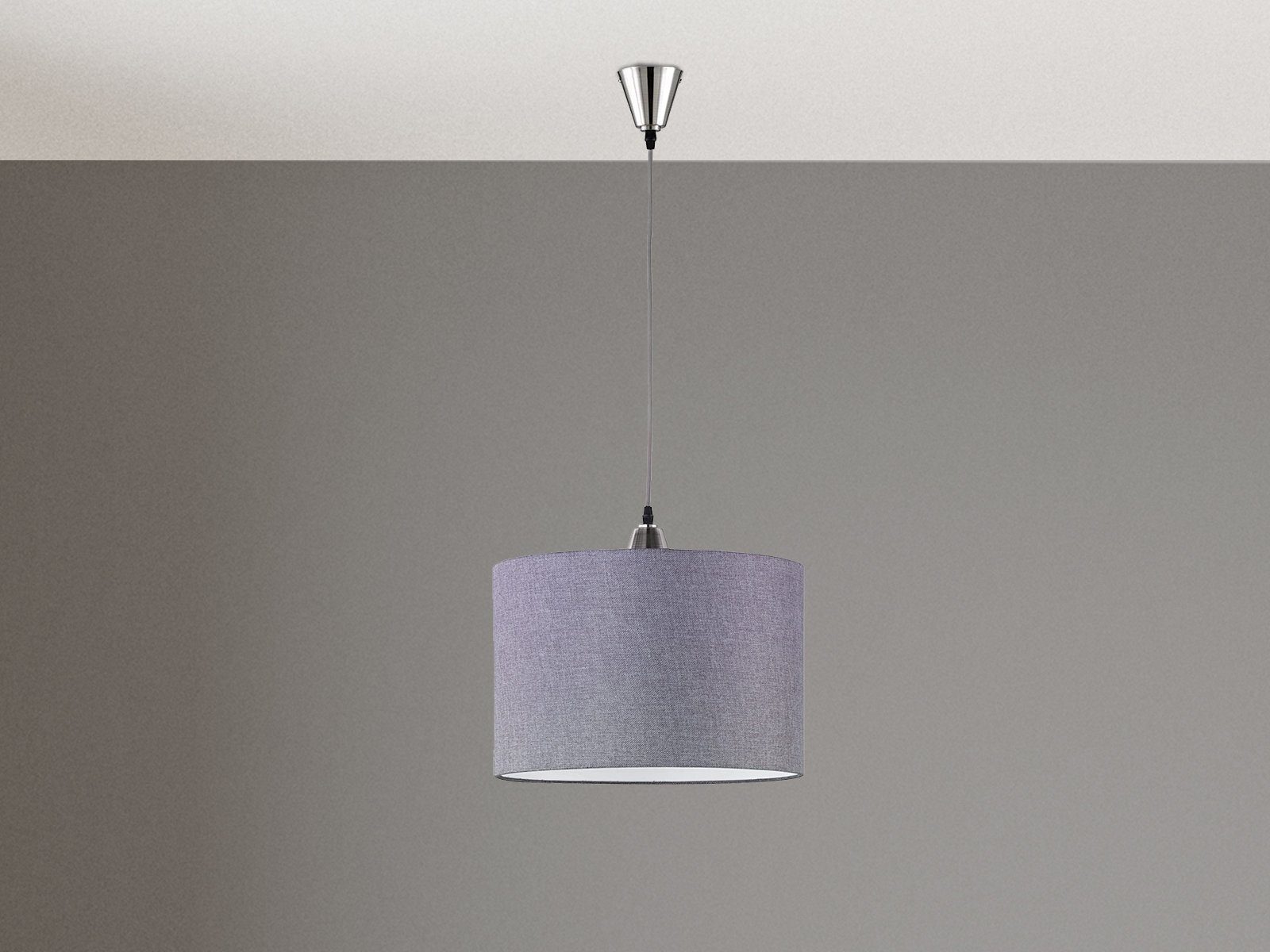 TRIO Pendelleuchte, Stoff-lampe Lampenschirm Esstisch-lampe modern Grau, Ø40cm ohne Leuchtmittel, Treppenhaus