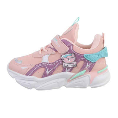 Ital-Design Kinder Low-Top Freizeit Sneaker Flach Freizeitschuhe in Rosa