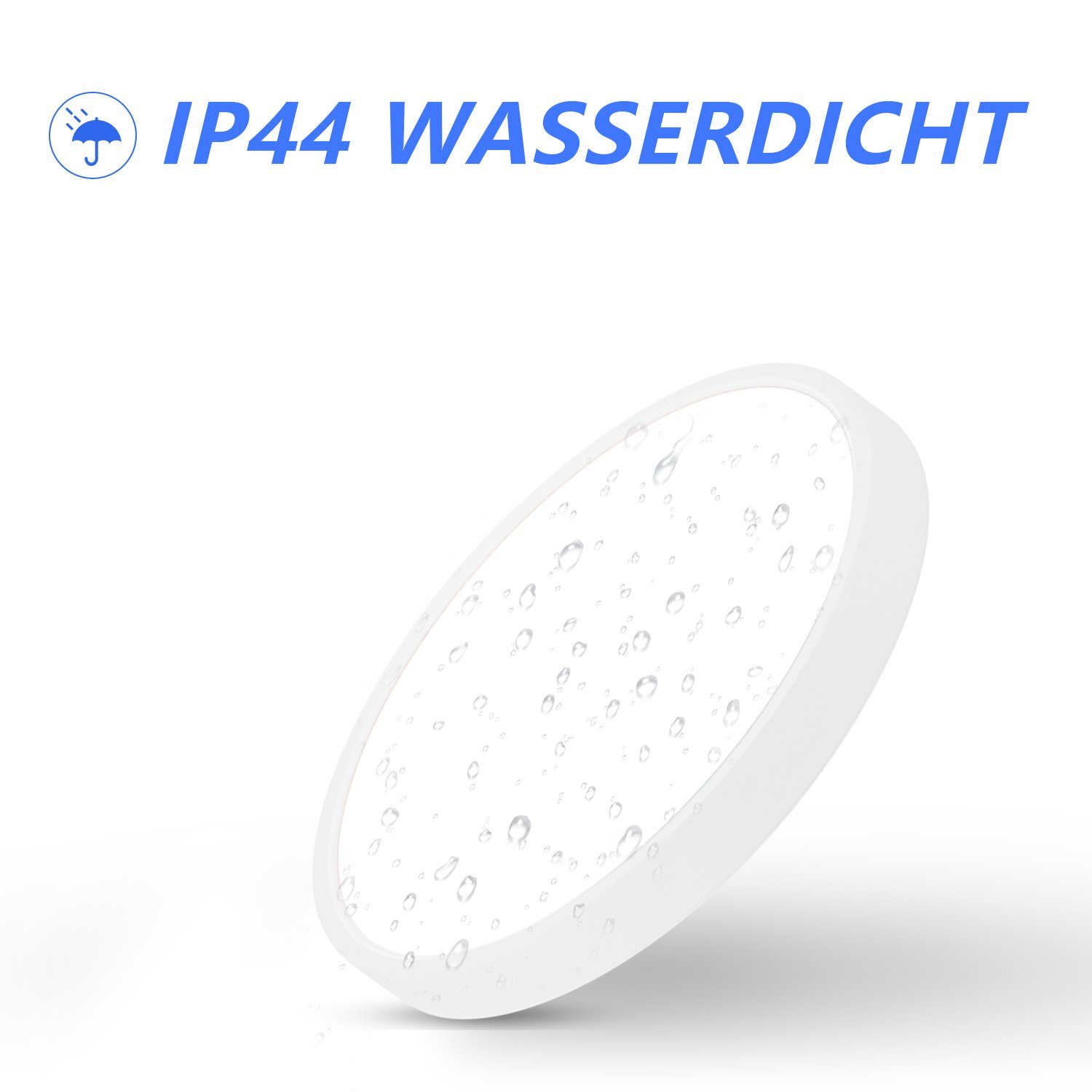 Selbstmontage IP44 Aufbauanleitung, Deckenleuchte Wasserdicht ∅22cm mit dimmbar, ZMH Weiß, 4000K LED nicht einfache 3000K//4000K//6500K,