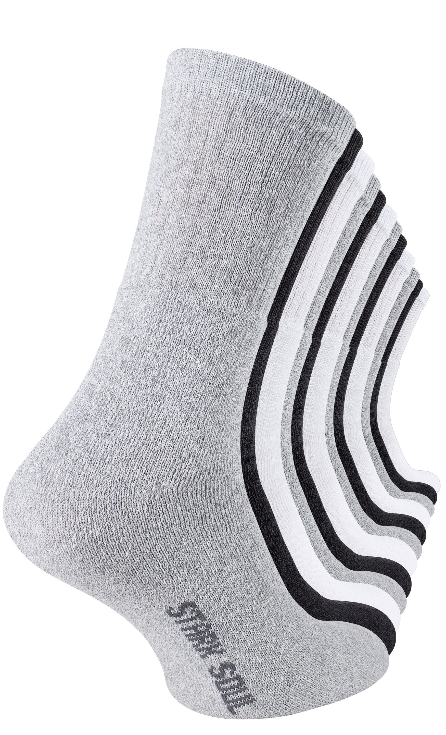 mit Tennissocken Schwarz/Weiss/Grau-Mix extra Frotteesocken Soul® breitem Rippbund (12-Paar) Stark